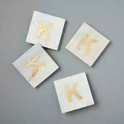 Verona Marble Monogram Coasters Set Of 4 - Letter K • $24.99