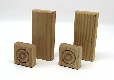 Set Bullseye Rosette Plinth Blocks &Plain Base Blocks Poplar(Paint Grade)& Oak  • £304.82