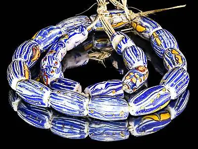 A Set Of 22 Rare Blue Antique Venetian Millefiori African Trade Beads VB_00217_V • $218.90