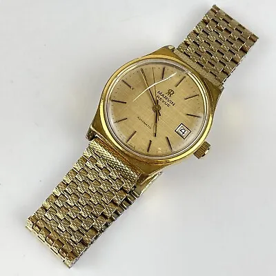 Vintage Gold Plated Marvin Revue Automatic Wristwatch Watch Swiss Made 3.4cm • £195