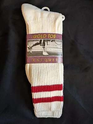 Vintage NEW Pair Tube Red Ringed Sock Gold Toe Racquetbal Tournament  • $49.99