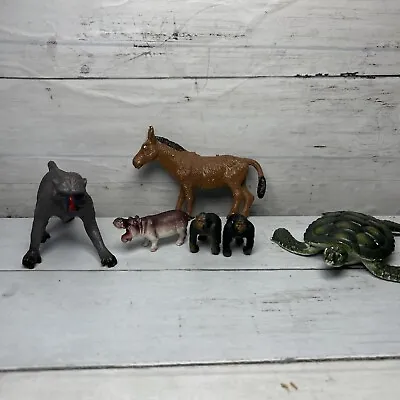 Vintage Plastic Miniature Lot  1990’s Turtle And Baboon And Unmarked Donkey ++ • $4.97