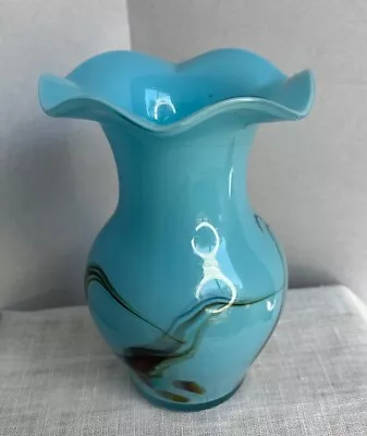 Vintage (1960’s) Blue Milk Glass Opaline Vase • $21