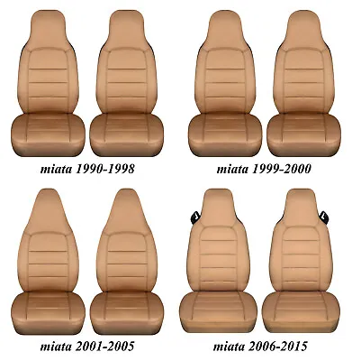 2 Semi Custom Car Seat Covers Solid Tan  Fits Mazda Miata Mx-5 1990-2015 • $80.09