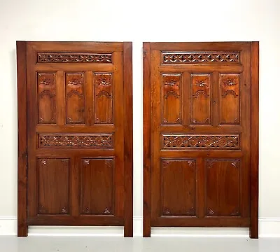 20th Century Carved Balinese Mahogany Doors Converted To Headboards - Pair • $1695