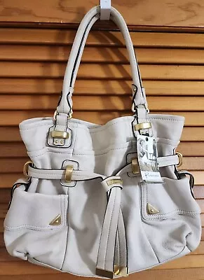 B Makowsky Soft Buttery “cream” Color Leather Dual Strap Handbag  Gold Hardware • $27.99