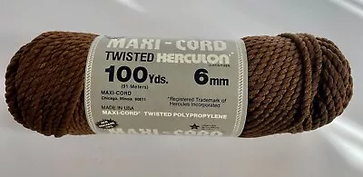 MAXI-CORD Twisted HERCULON Macrame Brown Cord 100 Yards 6mm NEW Vintage • $14.95