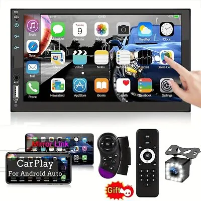 7  2Din Car Stereo For Apple/Android Carplay Radio Touch Screen Player +Cam+Mic • $56.99