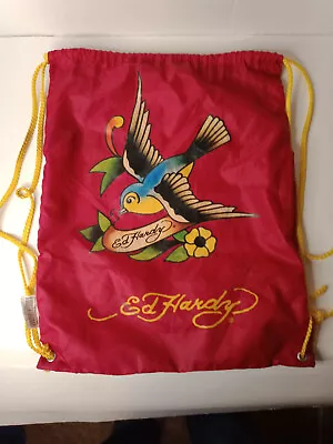 Ed Hardy Lightweight Bag With Back Straps Bluebird Art Magenta Backpack Festival • $22.95