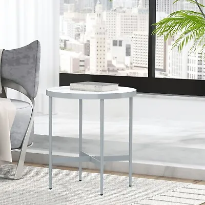 £12.99 • Buy Round Sofa Side Table Marbing End Table Coffee Table White Nest Table LivingRoom