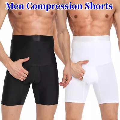 Men Compression High Waist Boxer Shorts Body Shaper Girdle Pants Tummy Slimming • $6.79