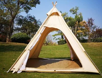 $249 • Buy Outdoor Indian Family Tent 3-4 People Canvas Camping Pyramid Teepee Tent 
