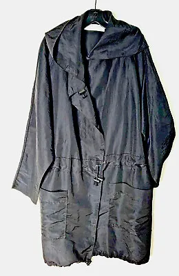 Vintage MARALYCE FERREE I.Magnin Hooded Rain Coat Black Nylon Pockets  One Size • $39.95