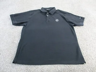 Nike Golf HP Hewitt Packard Polo Shirt Mens Large Black Logo Short Sleeve GUC • $16.04