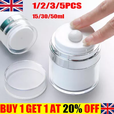 £4.89 • Buy 1-5PCS Airless Pump Jar Empty Acrylic Cream Bottle Refillable Cosmetic Container