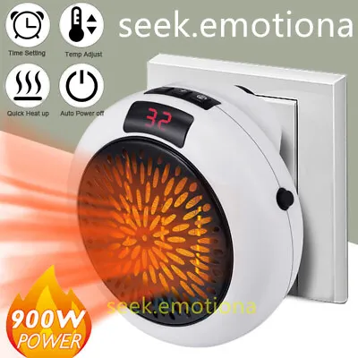 900W Portable Mini Heater Wall Outlet Plug Mini Space Heater Timer Digital US • $16.99