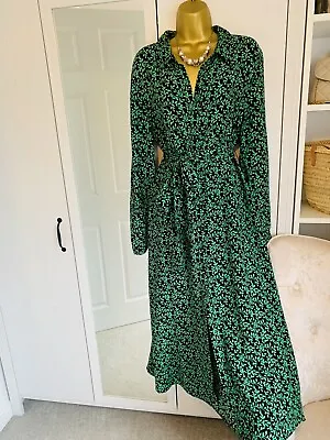 Zara Green Marilyn Print Midi Maxi Shirt Dress Size M • £21