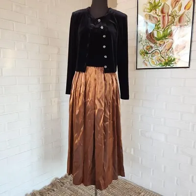 Vtg 90s Dress Cardigan Set Prom Formal Velvet Jessica Howard • $50