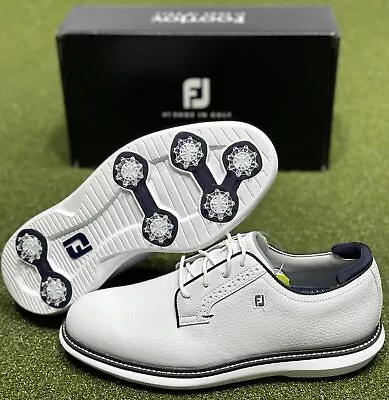 NEW FootJoy 2024 Traditions Leather Golf Shoes 57938 White/Navy - Choose Size • $142.49