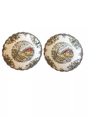 (2) Myott  The Brook  Fine Staffordshire Ware England 5.5  Tea Cup Plates • £22.35