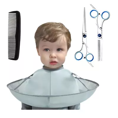 Hair Cape Haircut Cutting Kit Hairdressing Apron Comb Scissor Men Women Children • £9.99