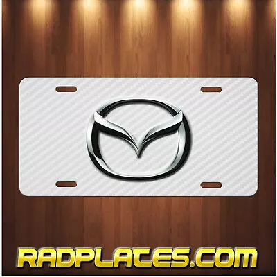 MAZDA Inspired Art On Simulated Carbon Fiber Aluminum License Plate Tag White • $19.97