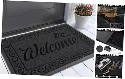  Welcome Front Door Mat Heavy Duty Easy Clean Doormat 29.5 X 17 Inches Black • $42.70