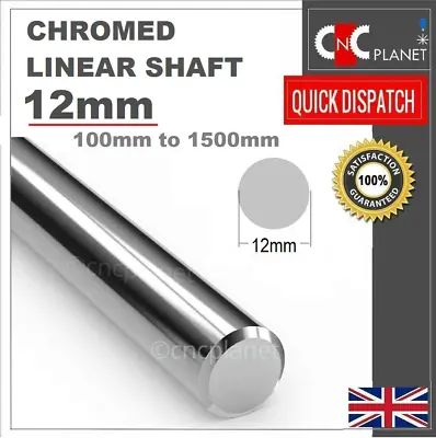 12mm Smooth Chromed Steel Linear Shaft Round Bar Rail Slide Rod Bearing 3D CNC • £6.99