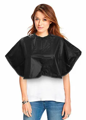 DMI Salon Hairdressing Tinting Colouring Cutting PVC Shoulder Cape Black • £6.99