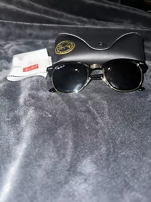 RAY BAN Black And Gold 51mm Black Lens Unisex Polarized Sunglasses • $48