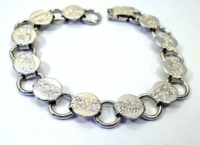 Vintage Sarah Coventry Young 'N Gay Floral Silver Tone Round Link Bracelet 7  • $13.95