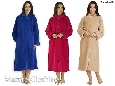 £18.99 • Buy Women's Slenderella Long Zip Front Fluffy Blue/pink/sand Housecoat/dressing 