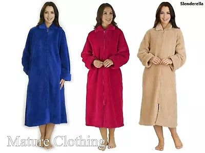 £18.99 • Buy Women's Slenderella Long Zip Front Fluffy Blue/pink/sand Housecoat/dressing 