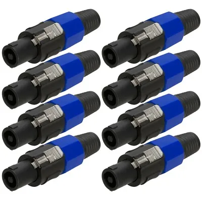 8 Pcs 4-Pin 4 Pole Male Speakon Connector Adapter Speaker Amplifier Blue Ring • $23.85