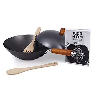 Ken Hom KH331051 Carbon Steel Non Stick Wok Set | 31 Cm | Classic | Non-Induc... • £55.21