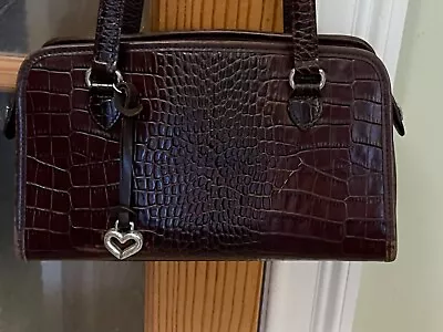 Brighton Alesha Brown Leather Croc/Pebbled Shoulder Handbag Vintage Brighton Bag • $25