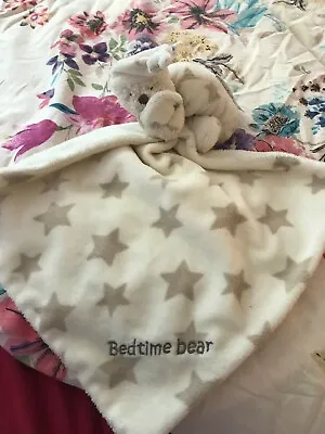 Mothercare Bedtime Bear Baby Comforter Rattle Cream Stars Plush VGC • £5.99