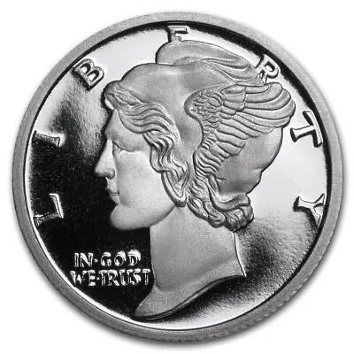 Mercury Dime Design Silver Coin No Date - Modern 1/10 Oz Round .999 (1) • $7
