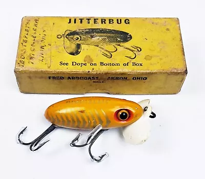 Fred Arbogast Wartime Jitterbug Lure Yellow Silver Ribs White Plastic Lip In Box • $19.99