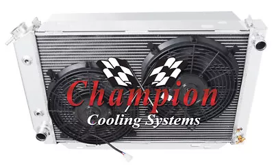 RN Champion 4 Row Radiator W/ 2 12  Fans For 1980 - 1988 Ford Thunderbird #MC138 • $403.70