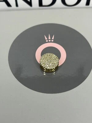 $1.85 • Buy Genuine Pandora Gold Plated Reflexions Round Pave Clip Charm