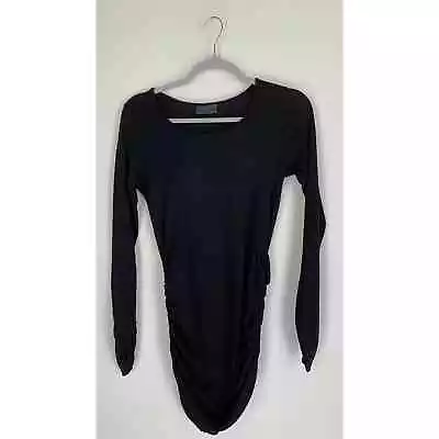 Michael Stars Long Sleeve Ruched Maternity Tunic Tee Shirt Top One Size Black • $35.10