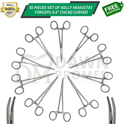 10 Kelly Hemostat Forceps 5.5  Set Curved Locking Clamp Surgical Dental Fishing • $14.90