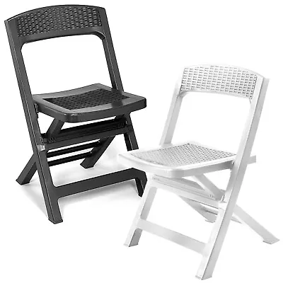 Collapsible Outdoor Folding Garden Chair Outdoor Camping Patio White Lounge Seat • £21.99