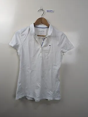 Tommy Hilfiger White Cotton Women's Short Sleeve Polo Top Size M • $24.95