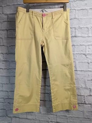 Vertigo Paris Women's Yellow Pink Cropped Chino 23  Pants 12 Pockets • $14.99