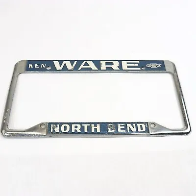 Vintage Chevrolet Dealership License Plate Frame Ken Ware North Bend Oregon Used • $19.98