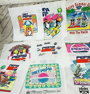 Vintage 1990s Pepsi Mtn Dew T Shirt Iron On Transfer Artwork Neon Soda Choice • $20.52