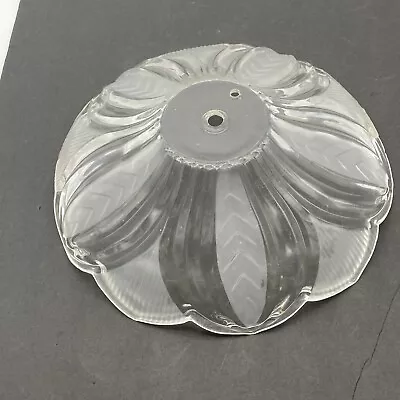 Vtg Art Deco Ceiling Light Fixture 2 Hole Glass Cover Shade Floral Frosted Clear • $21.05