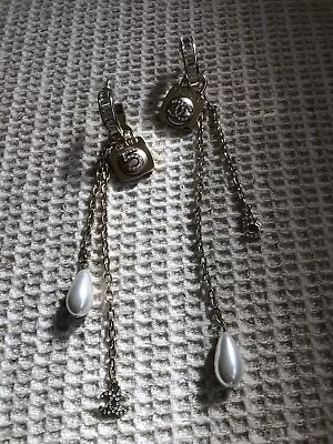 Authentic Chanel Chain Drop Pearl Earrings • $100